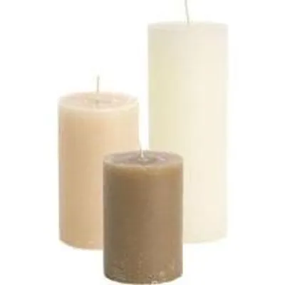 Cactula Stumpenkerzen-Set – Wood | Elfenbein / Nude / Camel – 3 Stück