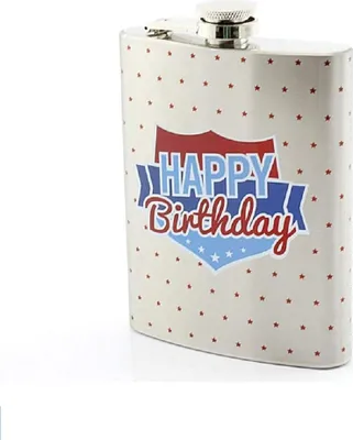 Produktbild von Lesser & Pavey Flachmann Happy Birthday aus Edelstahl