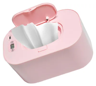 Image de Chauffe-lingettes pour bébés avec affichage numérique, distributeur de lingettes grande capacité, alimentation USB, chauffage à température réglable