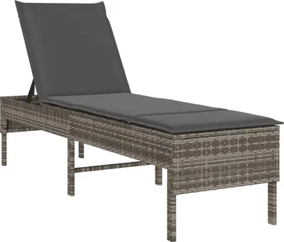 Produktbild von vidaXL Sonnenliege mit Auflage Grau 55x200x44 cm Poly Rattan