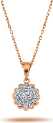 Immagine prodotto di Collana con pendente in diamante Flora taglio brillante in oro rosa 14 carati