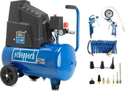 Produktbild von Scheppach 8bar Druckluft Kompressor HC25o Set Spiralschlauch + Zubehör
