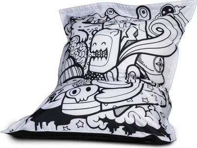Obrázek produktu pro Ecopuf, sedací vak Pouf, sedací vak Poufsessel Pufsack pro děti, dospělé, Dg48 Comics, XL 140x100cm