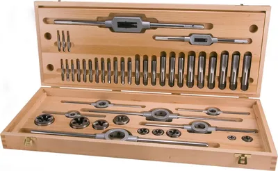 Image de RUKO jeu de tarauds et filières HSS UNC 44 pièces dans un coffret en bois - 245072