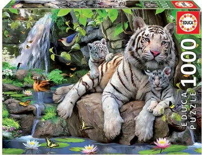 Produktbild von Educa Puzzle 9214808 - Bengal White Tigers - 1000 Teile Puzzle