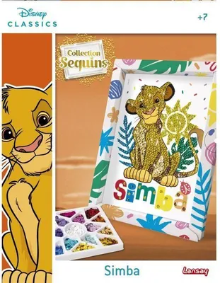 Produktbild von Bastelset mit Pailletten, Simba König der Löwen, Inklusive Illustration und Nadeln, Ab 7 Jahren