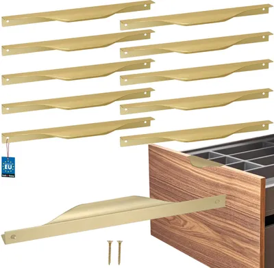 Obrázek produktu pro KOTARBAU® Sada 10 nábytkových úchytek Nábytkové úchytky Skříňové úchytky 256 / 276 mm ZnAl kuchyňské úchytky Zlaté úchytky Nábytková úchytka Profilová úchytka Úchytky na dveře Kuchyňské úchytky do zásuvek Úchytky pro kuchyňské skříňky Moderní