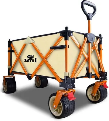 Immagine prodotto di Carrello da trasporto leggero e maneggevole con ruote pneumatiche - tettuccio rimovibile - portata fino a 120 kg (beige)