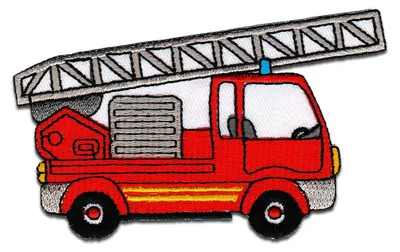 Produktbild von Feuerwehr Leiterwagen - Aufnäher, Bügelbild, Aufbügler, Applikationen, Patches, Flicken, Zum Aufbügeln, Größe: 10,2 x 6,6 cm