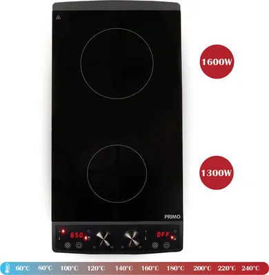 Produktbild von PRIMO PR304IKP Induktionskochplatte Freistehend - Elektrises Kochfeld 2 Platten - 2900W - Schwarz