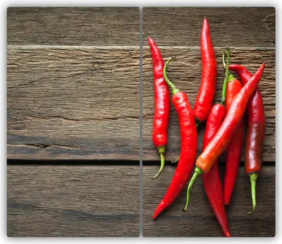 Produktbild von Tulup Glas-Herdabdeckplatte - 2x30x52cm - Glaskeramikkochfeld-Abdeckung Spritzschutz Zweiteilig Chilischoten