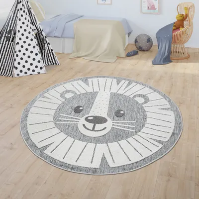 Produktbild von Kinderteppich Kinderzimmer Outdoor Teppich Rund Spielteppich Modern 3D Effekt Grösse Ø 200 cm Rund