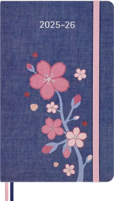Produktbild von Moleskine Sakura 18 Monate Wochen Notizkalender 2025/2026, L/A5, 1 Wo = 1 Seite , rechts linierte Seite, fester Einband, liniert