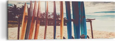 Produktbild von Bild auf Leinwand - Leinwandbild - 3 Teile - Surfen Strand Board - 120x40cm - Wand Bild - Wanddeko - Wandbilder - Leinwanddruck - Bilder - Wanddekoration - Leinwand bilder - Wandbild - CA120x40-4992