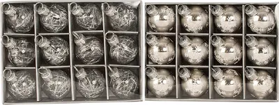 Produktbild von 24 Weihnachtskugeln Glas silber Ø 3 cm Kugel Weihnachten
