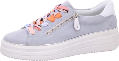 Produktbild von Remonte Damen Sneaker pastellfarben mit bunten Schnürsenkeln aus Leder D1C06, Größe:42 EU, Farbe:Blau