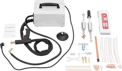 Produktbild von Karosserie-Reparaturgerät - Punktschweißgerät & Beulenzieher Set - 3500 A - 3 kW - Für Fahrzeuge mit Eisenkarosserie - Schlauch 1,7 m - Netzkabel 1,5 m - Schwarz