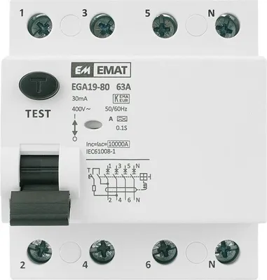 Image de EMAT Interrupteur différentiel 4 pôles 63A 30mA type A (85002005)