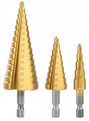 Produktbild von 3er-Set HSS Stufenbohrer Titanbeschichtet Kegelbohrer