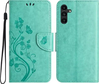 Produktbild von Mobigear Flowers  Samsung Galaxy A36 Hülle Klapphülle Geldbörse - Grün