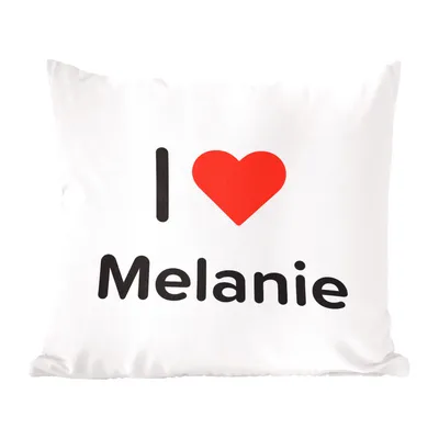 Produktbild von MuchoWow® Zierkissen Sofakissen Wohnzimmer Dekokissen 60x60 cm Ich liebe - Melanie - Mädchen - Sitzfläche - Foto Polster