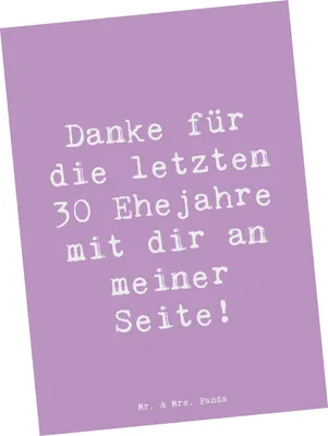 Produktbild von Mr. & Mrs. Panda Postkarte Spruch 30. Hochzeitstag Perlenhochzeit - Lavendeltraum - Geschenk, Ansichtskarten, Fotokarte, Geschenke, Postkarten, Grußkarte, Erinnerung