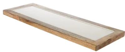Produktbild von Casa Padrino Luxus Holz Keramik Deko Tablett Naturfaben / Creme 17 x 6 x H. 2 cm - Deko Accessoires
