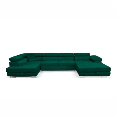 Produktbild von Ecksofa Sofiland Aller U, Monolith-Stoff, 345x202 cm, Grün, Schlaffunktion & Bettkästen