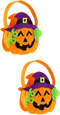 Produktbild von SOLUSTRE 2 Stück Halloween Kürbis Süßigkeitentüten aus Vliesstoff