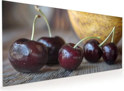 Produktbild von Küchenrückwand Spritzschutz Glas mit Motiv Frische Kirschen 40 x 40 cm