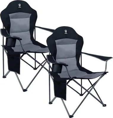 Productafbeelding van Famanu campingstoel, draagvermogen 150 kg, 2 stuks, comfortabele klapstoel met hoge rugleuning, zwart