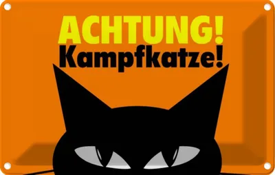 Produktbild von vianmo Blechschild 12x18 cm Achtung Kampfkatze Katze Tier Haustier