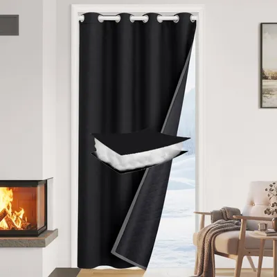 Türvorhang, schwarz, 110x203 cm, Verdunkelung, Ösen, Polyester
