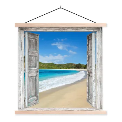 Produktbild von MuchoWow® Textilposter Meer - Tropen - Blick - Strand 60x60 cm mit holzfarbenen Rahmen - Wanddekoration