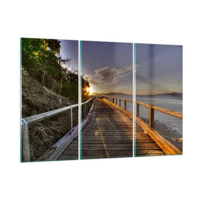 Produktbild von Bilder auf glas - Fußgängerbrücke Himmel Wasser - 165x110cm - Glasbilder - Wandbilder - Kunstdruck - zum Aufhängen bereit - Wanddekoration aus Glas - Glas Bilder - Wandbild auf Glas - GCE165x110-0125