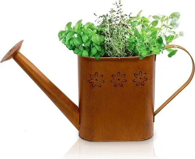 Obrázek produktu pro Zrezivělé vintage kovové květináče pro zahradní dekorace – dekorativní zahradní trpaslík pro rostliny – dekorace do zahrady a na balkon