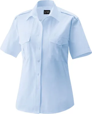 Produktbild von Piloten-Bluse, halbarm, tailliert, Kentkragen, Schulterkl., light blue, Größe 44 : 44 : light blue : 60% Baumwolle 40% Polyester 120 g/m²