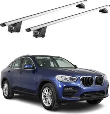 Image de Barres de toit transversales pour BMW X4 F26 G02 2015-2025 Alu Gris 2 pièces ABE