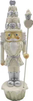 Produktbild von Clayre & Eef Figur Nussknacker 16 cm Weiß Silberfarbig Kunststoff