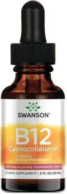 Obrázek produktu pro Vitamin B12 Kyanokobalamin 1000 MCG - jahoda 59 ml tekutý Swanson Health Products