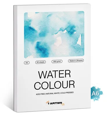 Produktbild von 7 Artists Aquarellpapier Weiß A6 60 Blatt 280 g/m² Aquarellblock - Premium Aquarell Papier , Wasserfarben Papier , Malblock