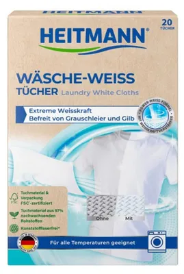 Obrázok produktu pre Heitmann Ściereczki do prania białe, 20 sztuk (PRODUKT Z NIEMIEC)
