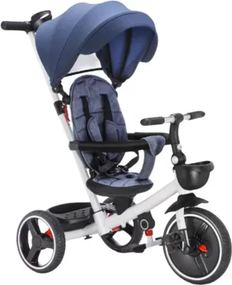 Immagine prodotto di Triciclo per bambini Zyrell - 6 in 1 - Bicicletta da passeggio e a spinta per bambini - Con sedile regolabile e tettuccio parasole - Blu - Da 6 mesi a 5 anni