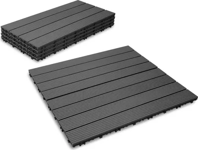 Produktbild von Izrielar Terrassenfliesen Holzfliesen Balkon 30x60cm, WPC Fliesen Wasserfilterbar Terrassen Garten, Anthrazit 30 Stück