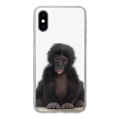 Produktbild von MuchoWow® Handyhülle Schutzhülle Hülle für iPhone X Kind - Affe - Schimpanse - Babytiere - Jungen - Mädchen Silikon Softcase Handy Hülle - Handyhülle