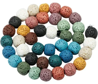 Image de Collier de perles de lave, 12 mm, colorées, pour la création de bijoux, artisanat, et diffuseur