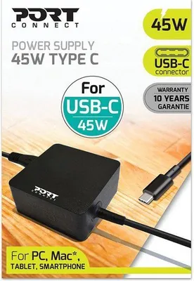 Obrázek produktu pro Napájecí zdroj USB-C, 45 W, pro PC, Mac, tablety a smartphony, PORT Connect