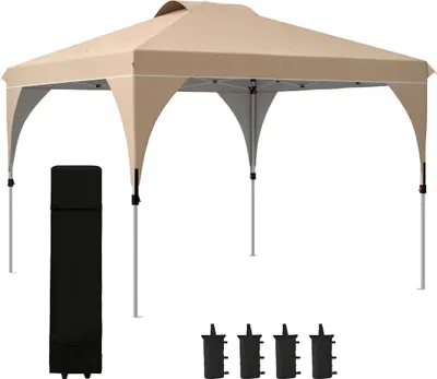 Image de Outsunny Tonnelle barnum pavillon de jardin pop-up pliant 3 x 3 m avec sac de transport š€ roulettes, hauteurs ršŠglables