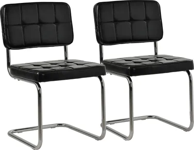 Image de Lot de 2 chaises cantilever en simili noir MARIA