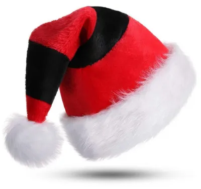 Produktbild von Nikolausmütze für Erwachsene mit Plüschrand, Rot/Schwarz, Samt, Doppelfutter